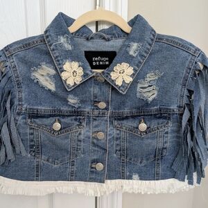 Hobo Upcycled Embellished Cropped Women's Jeans Jacket
